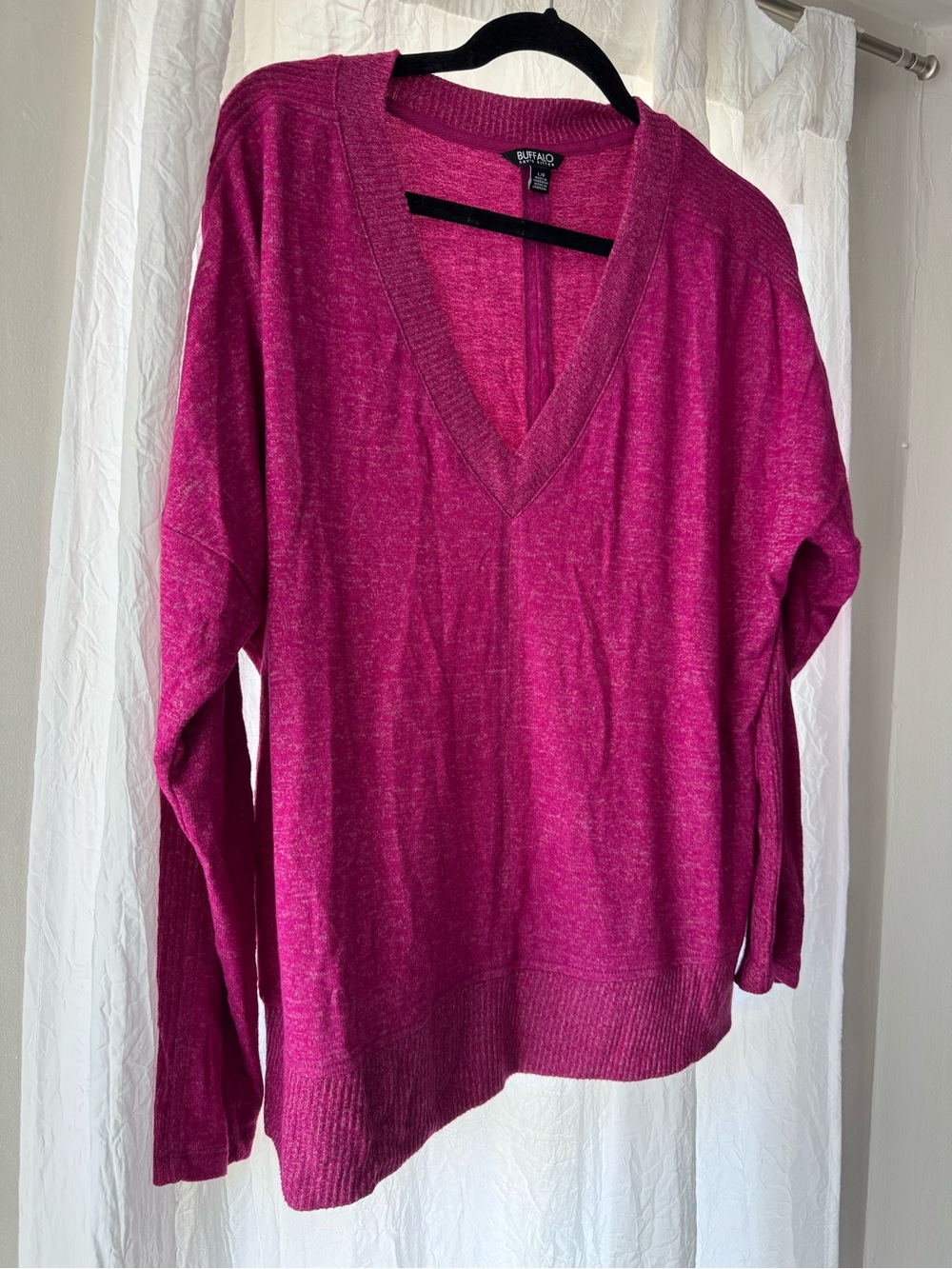 Buffalo David Bitton V-Neck Sweater in Bright Fuchsia